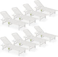SERWALL Outdoor Chaise Lounge Set of 8, HDPE Pool Lounge Chairs by SERWALL