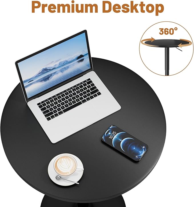 Flamaker Round Bistro Pub Table 23.6 Inch Height Adjustable 360° Swivel Bar - Image 5