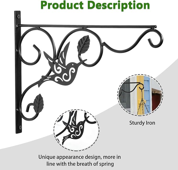 Hanging Plants Bracket, 2 Pack 12 inch Wall Planter Hook - Image 2