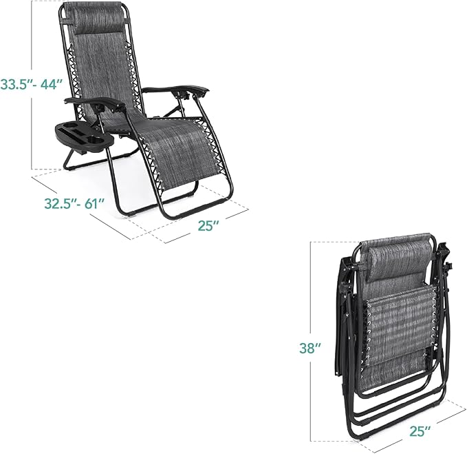 Best Choice Products Set of 2 Adjustable Steel Mesh Zero Gravity Lounge Chair - Image 2