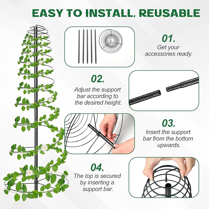 2 Pack 72in Tall Spiral Frame Trellis - Image 7