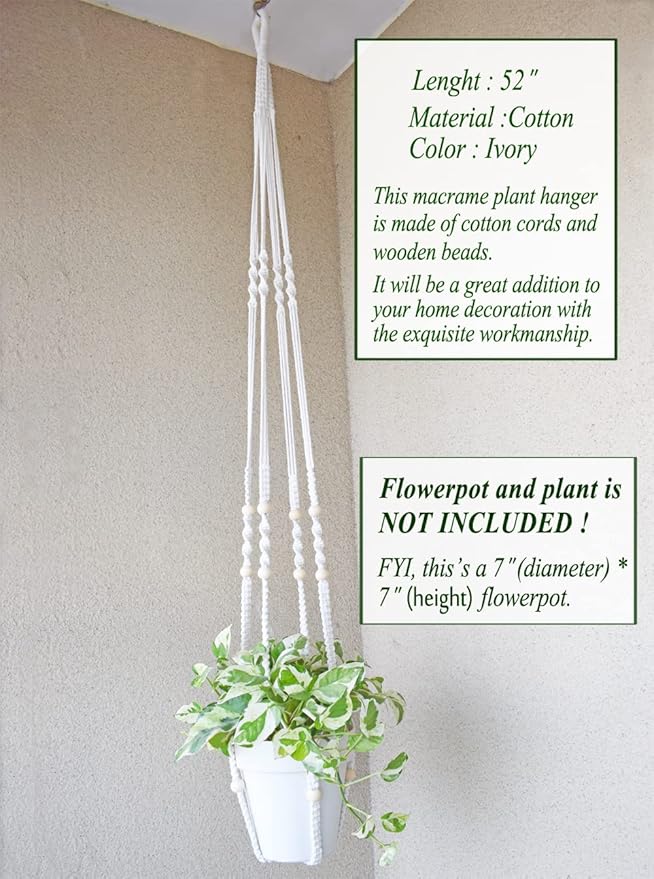 Macrame Plant Hanger Extra Long Indoor Plant Holder - Image 4