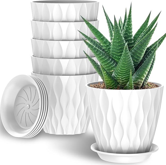 6 Pack 7 Inch Indoor Plant Pots by Unknown