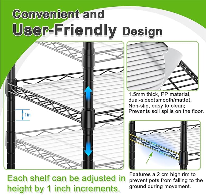 Abimars 5-Tier Greenhouse with Caster Wheel, Each Shelf Height Adjustable Metal - Image 3