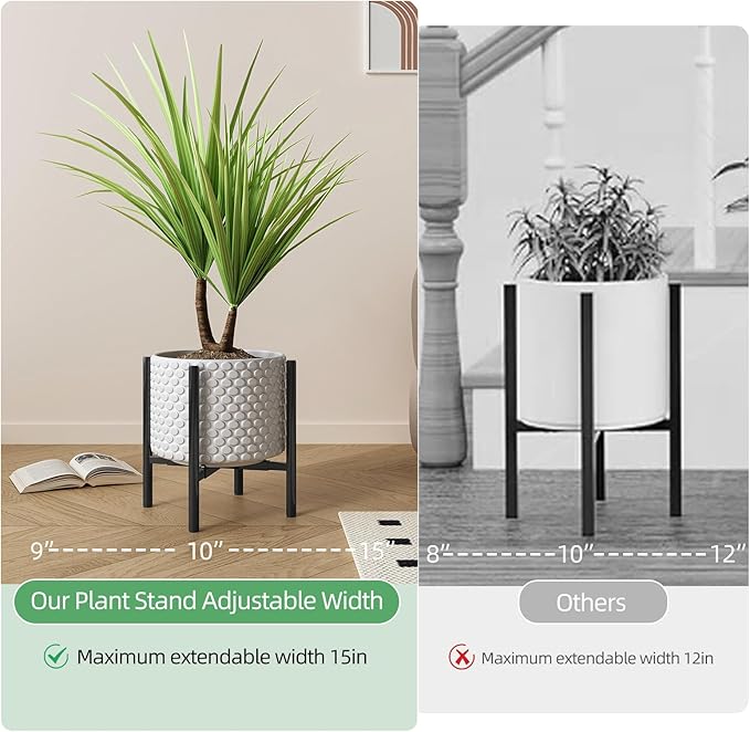 Adjustable Plant Stand Indoor Outdoor, Metal Plant Stand 9 to 15 Inches - Image 4
