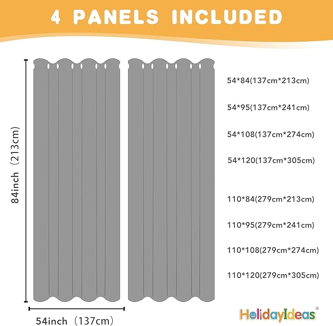 HolidayIdeas Outdoor Curtains for Patio Waterproof, 4 Panels - Image 5