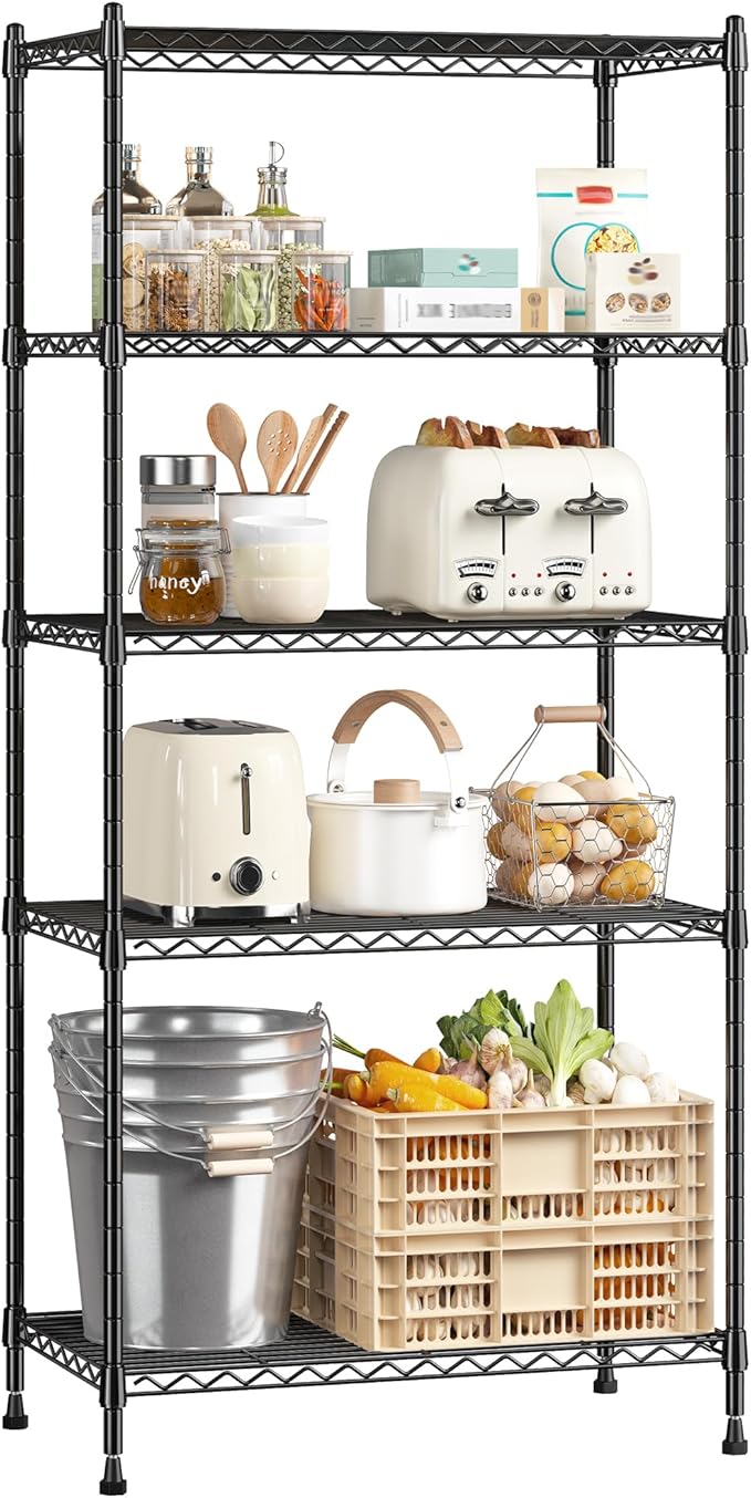 5-Tier Shelf 1010LBS Storage Shelves Adjustable Wire Shelving Metal Shelving by Romorgniz