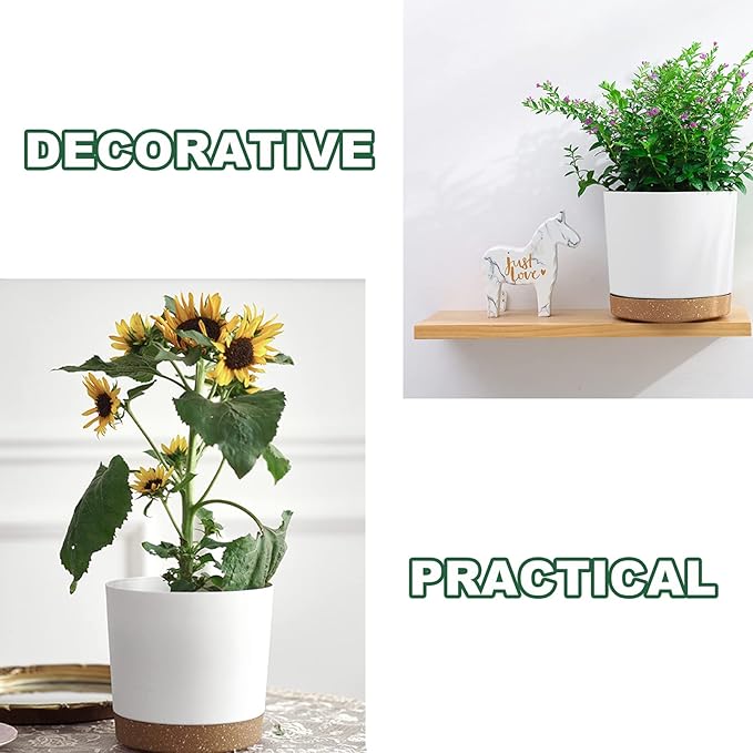 kubvici 2 Pack 8 Inch Planters for Indoor Plants, Plastic Flower Pots Plant - Image 8