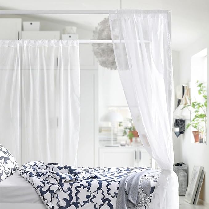 Non-See-Through White Privacy Sheer Cafe Curtains 84 inches Long 2 Panels - Image 8