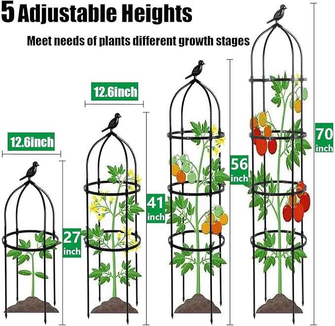 6FT Garden Obelisk Trellis for Climbing Plants, 70”Metal Plant Support Tower - Image 2