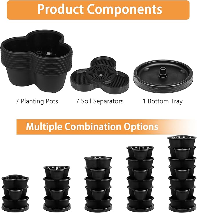 VECELO 7 Tier Vertical Garden Planter, Self Watering Stackable Planters - Image 7