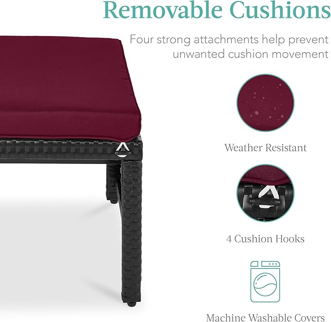 Best Choice Products Set of 2 Wicker Ottomans, Additional Seating, Side Table - Image 6