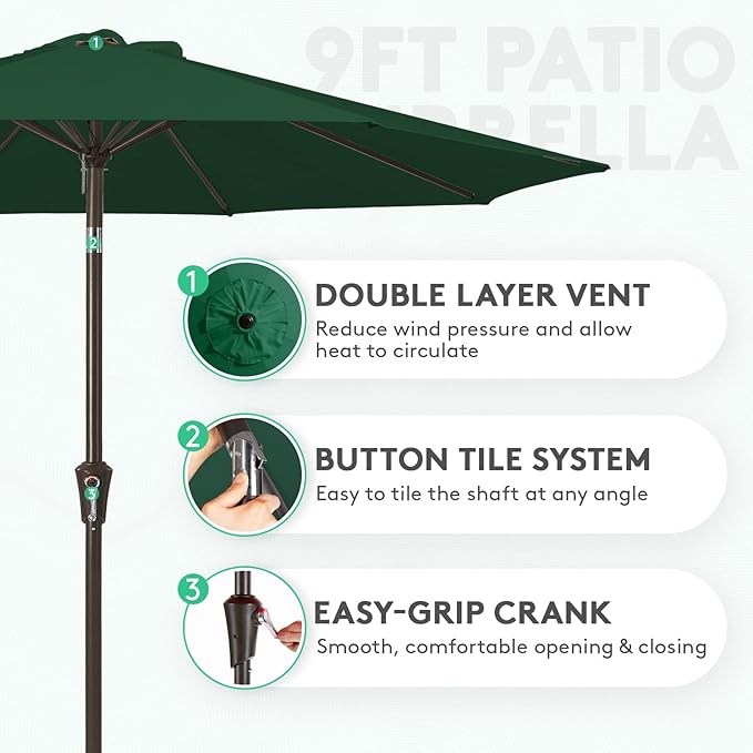 JEAREY 9FT Outdoor Patio Umbrella Outdoor Table Umbrella - Image 2