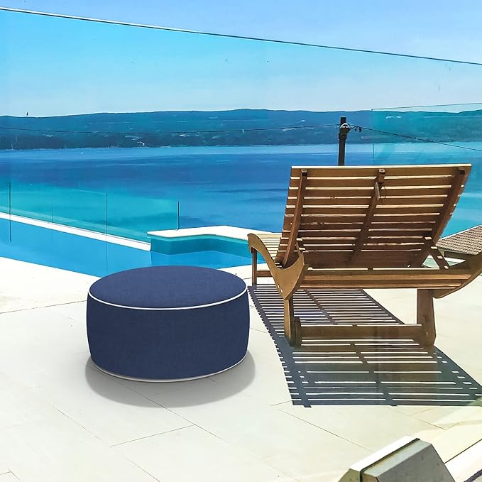 LVTXIII Outdoor/Indoor Inflatable Ottoman, All Weather Water-Repellent Round - Image 2