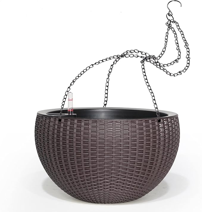 Dexceder 13.5 Inch Large Self Watering Hanging Planters Indoor Outdoor by Dexceder