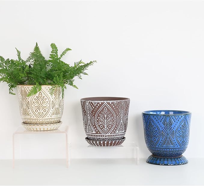 Gepege Beaded Ceramic 6 Inch Planter Set of 2 - Image 7