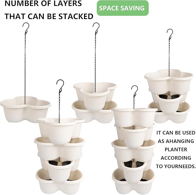 Hourleey Strawberry Planter, Stackable Gaden Tower - Image 5