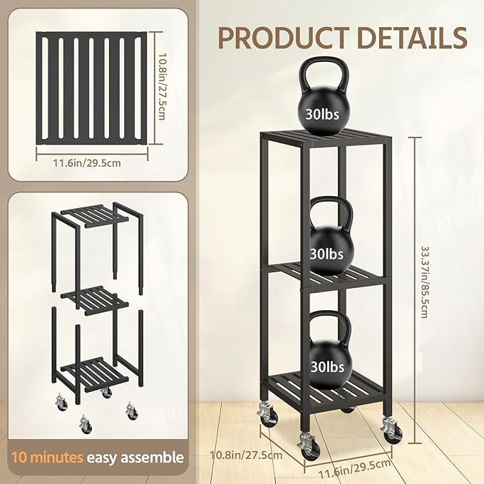 LASZOLA 3 Tier Black Metal Plant Stand Indoor Outdoor - Image 2