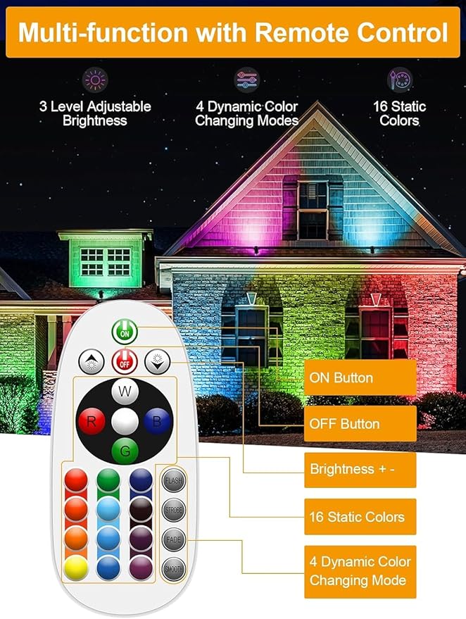 ZUCKEO 12W RGB Low Voltage Landscape Lighting Remote Control Color Changing - Image 3
