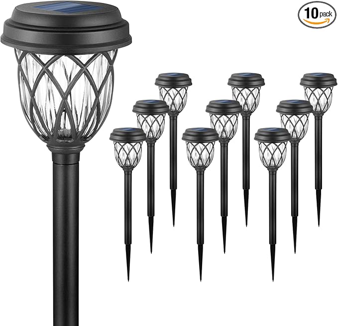 EXCMARK 10 Pack Solar Lights Outdoor Garden Pathway Solar Powered Yard Lights by ExcMark