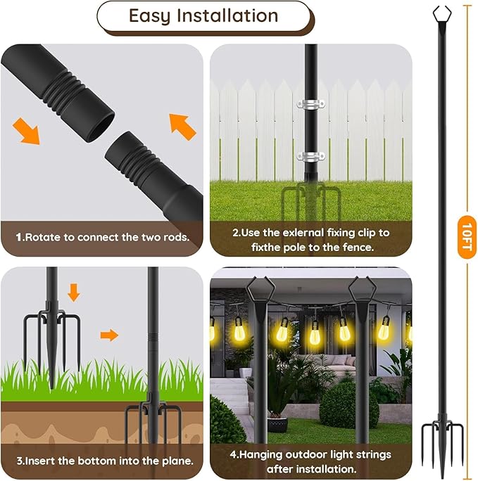 10Ft String Light Poles 6 Pack, Light Poles - Image 7