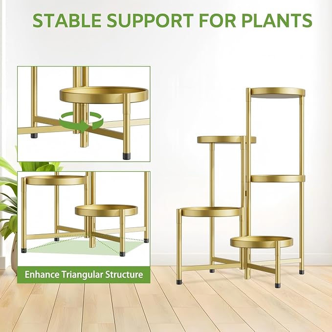 iDavosic.ly 5 Tier Large Plant Stand Indoor, 10 Inch Wide Tall Corner Metal - Image 6