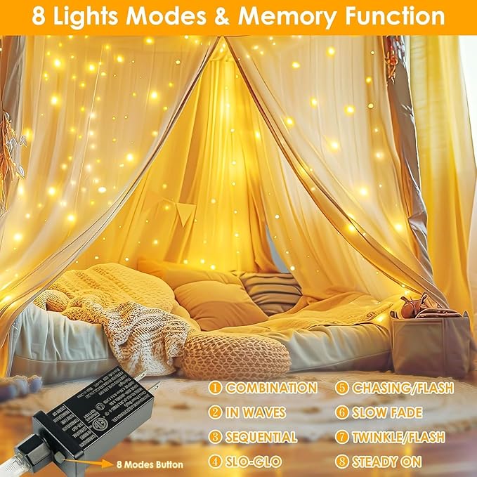 2Pack Each 66Ft 200 LED Fairy Lights Plug in, Waterproof String Lights Outdoor - Image 3