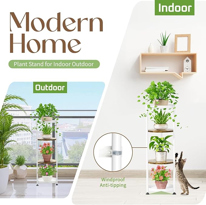 iDavosic.ly 4 Tier Corner Plant Stand Indoor, 45 Inch Tall Vertical Metal - Image 4