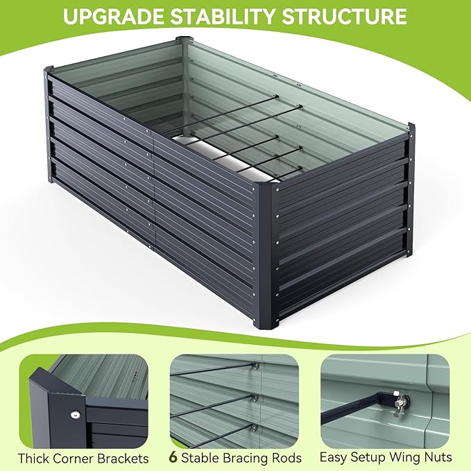 Ohuhu 6x3x1.9FT Metal Raised Garden Bed Outdoor, Reinforced Galvanized Steel - Image 5