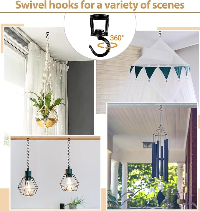 Mkono Ceiling Hooks for Hanging Plants, Heavy Duty Metal Plant Hanger for Drop - Image 4