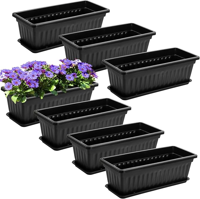 Fasmov 7 Pack 17 Inches Flower Window Box Plastic Vegetable Planters - Image 4
