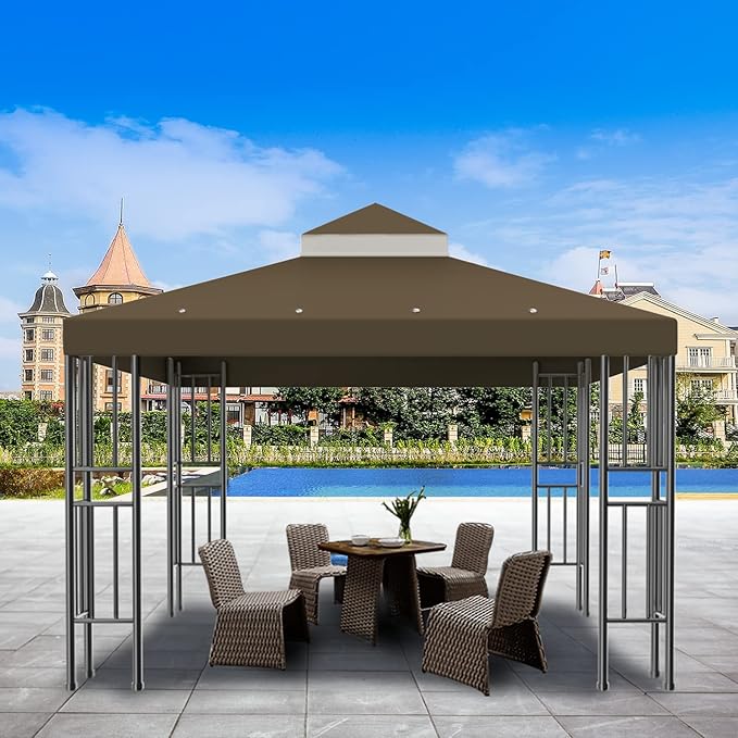 Sumfaller 10x10 FT Gazebo Replacement Canopy Top Cover Double Tiered Canopy Top - Image 6