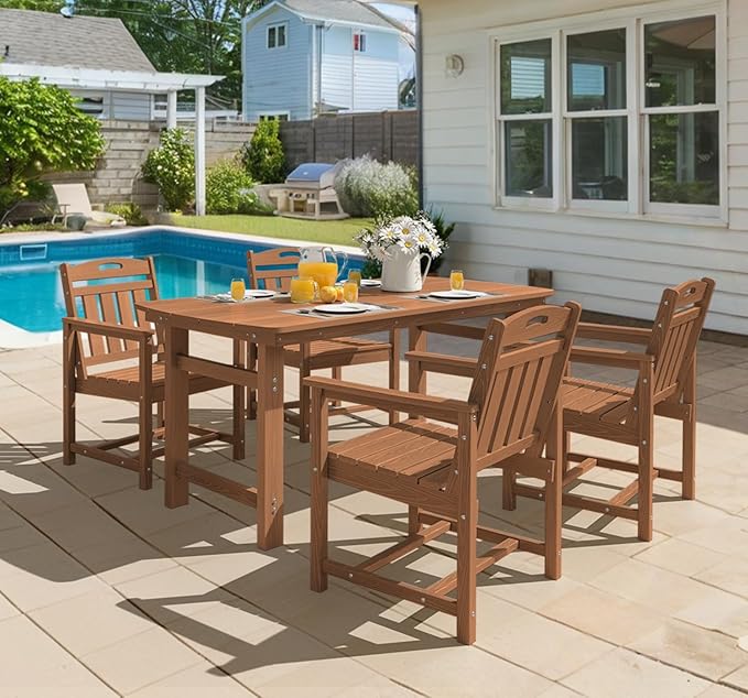 Ciokea Outdoor Patio Dining Chair Set of 2, HDPE Porch Chairs - Image 6