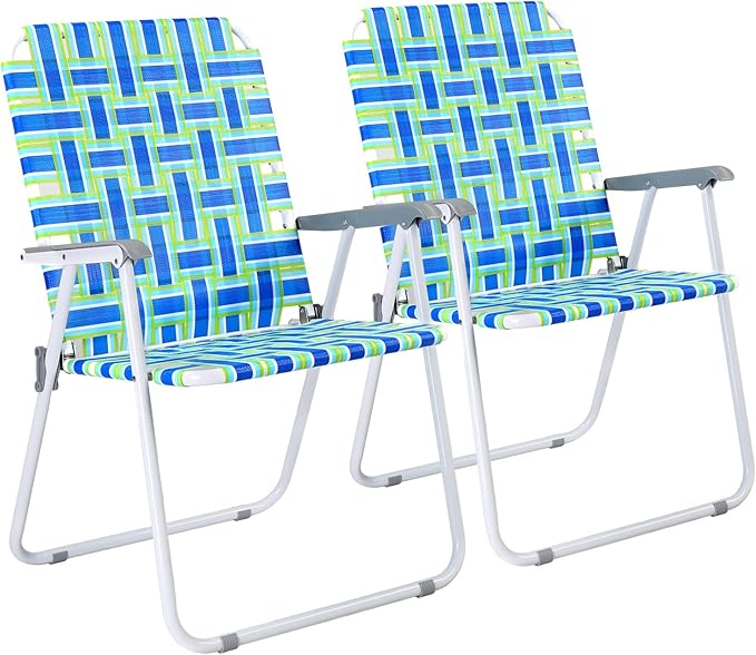 VINGLI Oversize Patio Lawn Webbed Folding Chairs Set of 2, Outdoor Beach Chair by VINGLI