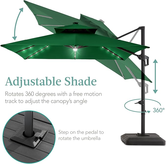 Best Choice Products 10x10ft Cantilever Patio Umbrella w/Base Included - Image 4