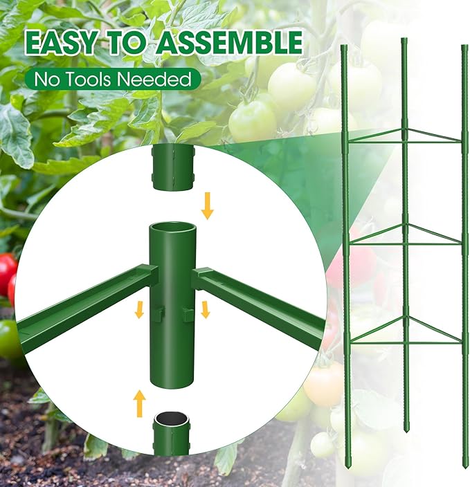 3 Pack Tomato Cages, 51.2in Tomato Plant Support Stakes Heavy-Duty, Garden - Image 5