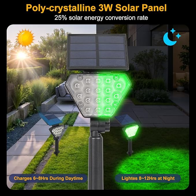 T-SUN Solar Lights Outdoor Waterproof IP65, 12 Pack LED Solar Spot Lights Color - Image 3