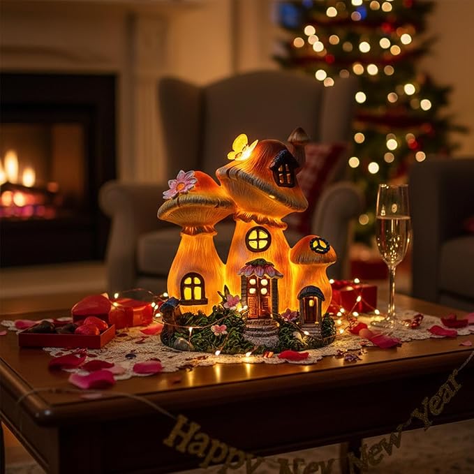Solar Garden Statue Lights Mushroom Mothers Day Decorations Fairy House - Image 9