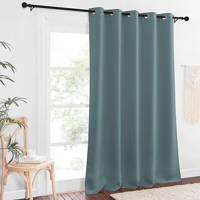 NICETOWN Blackout Greyish Blue Curtain & Drape 102 inches Long - Image 2