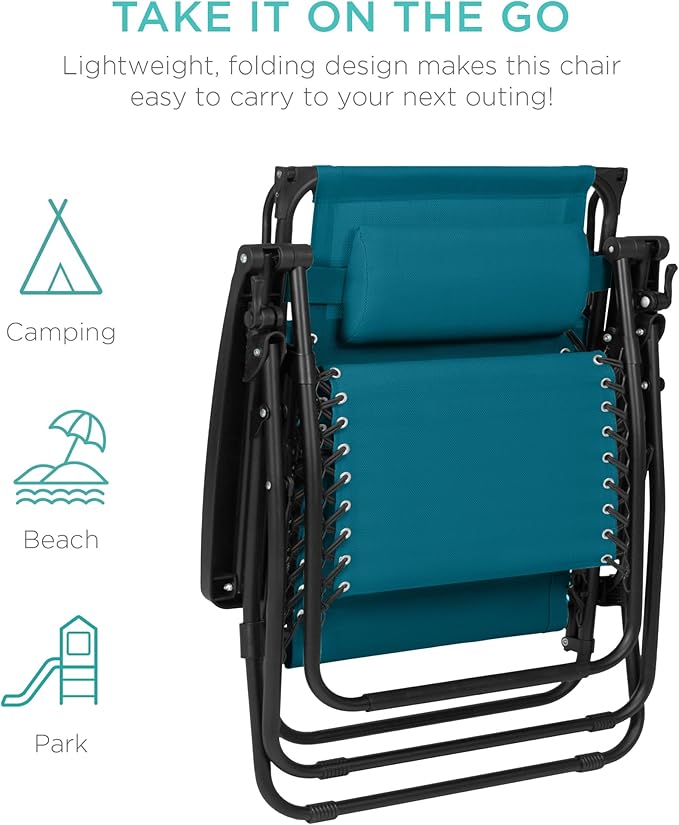 Best Choice Products 30” Wide Folding Zero Gravity Outdoor Recliner Patio - Image 9
