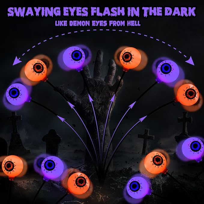 BrizLabs 6 Pack 36 LED Halloween Solar Eyeball Lights, 2 Modes Outdoor - Image 3