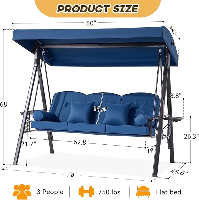 3 in 1 Outdoor Porch Swing - Image 8
