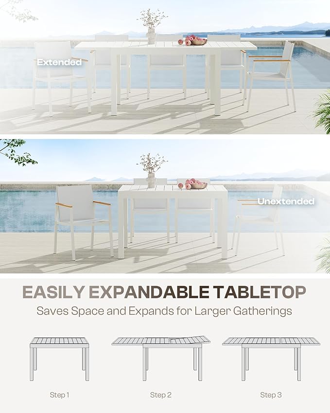 All-Aluminum Expandable Outdoor Patio Dining Table - Image 2