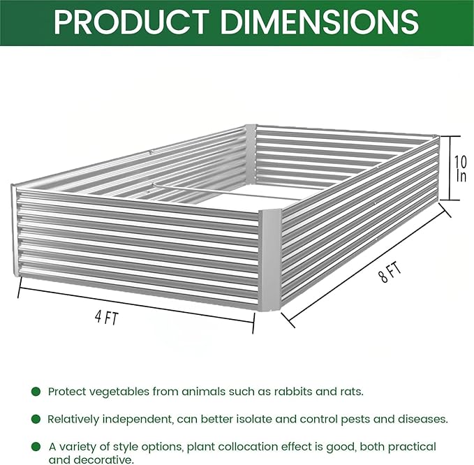 3 Pack 8x4FT Raised Beds for Gardening, Corrugated Galvanized Steel Raised - Image 2