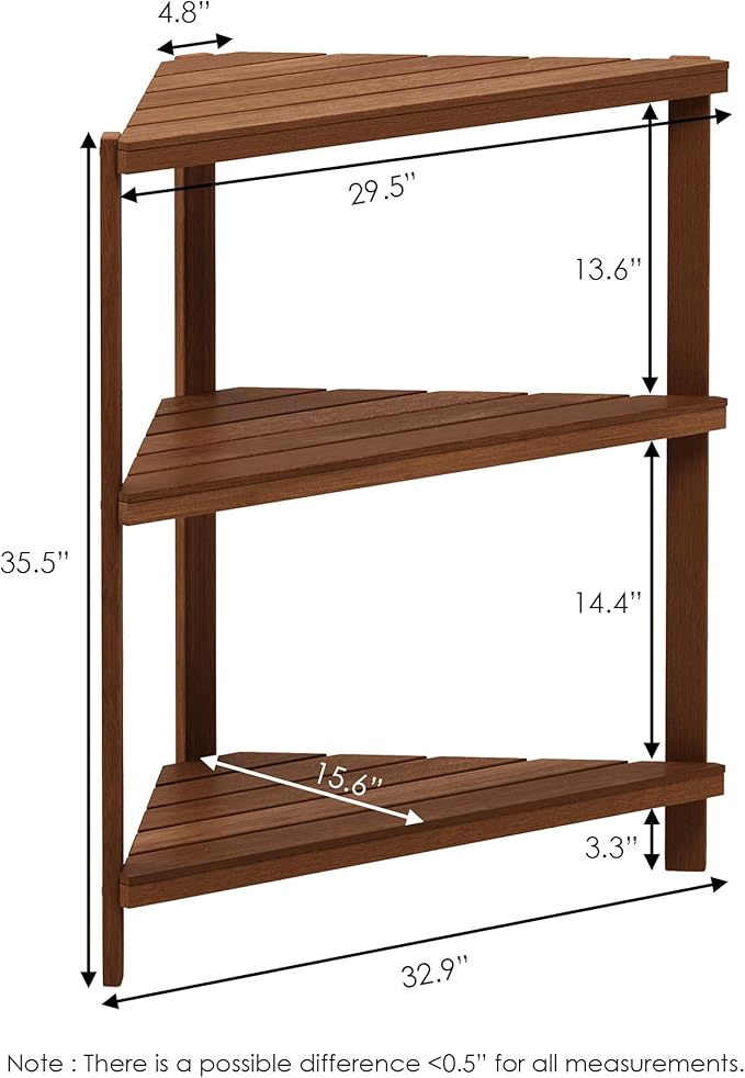 Furinno FG18445 Tioman Hardwood Patio Furniture Corner Shelf in Teak Oil - Image 7