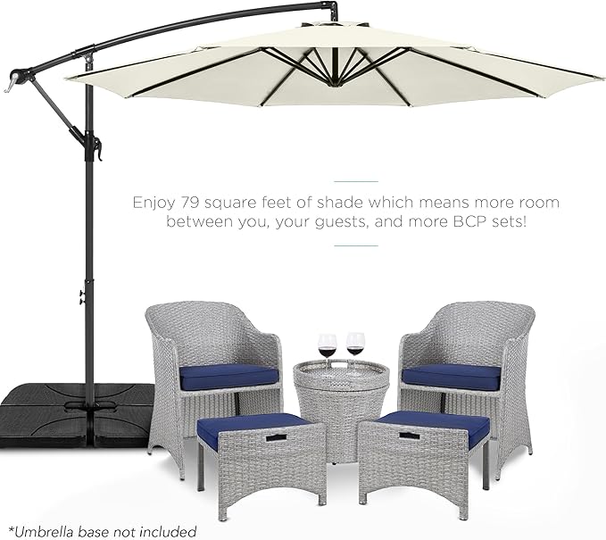 Best Choice Products 10ft Offset Hanging Market Patio Umbrella w/Easy Tilt - Image 2