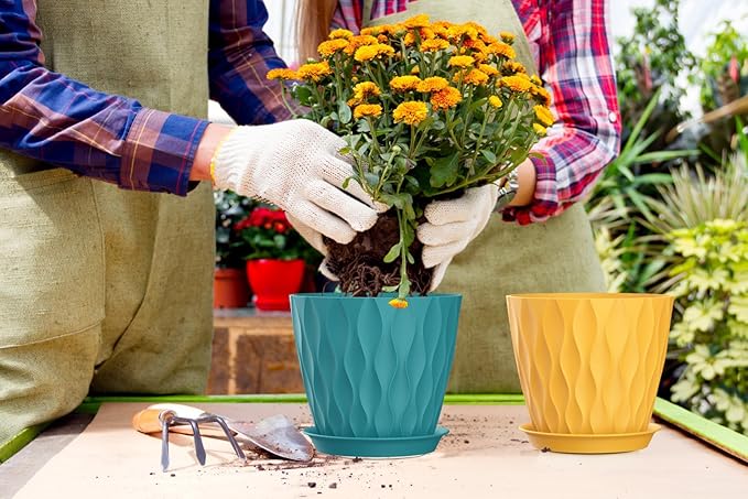 7 Inch Plant Pots 5 Pack, Flower Planters - Image 6