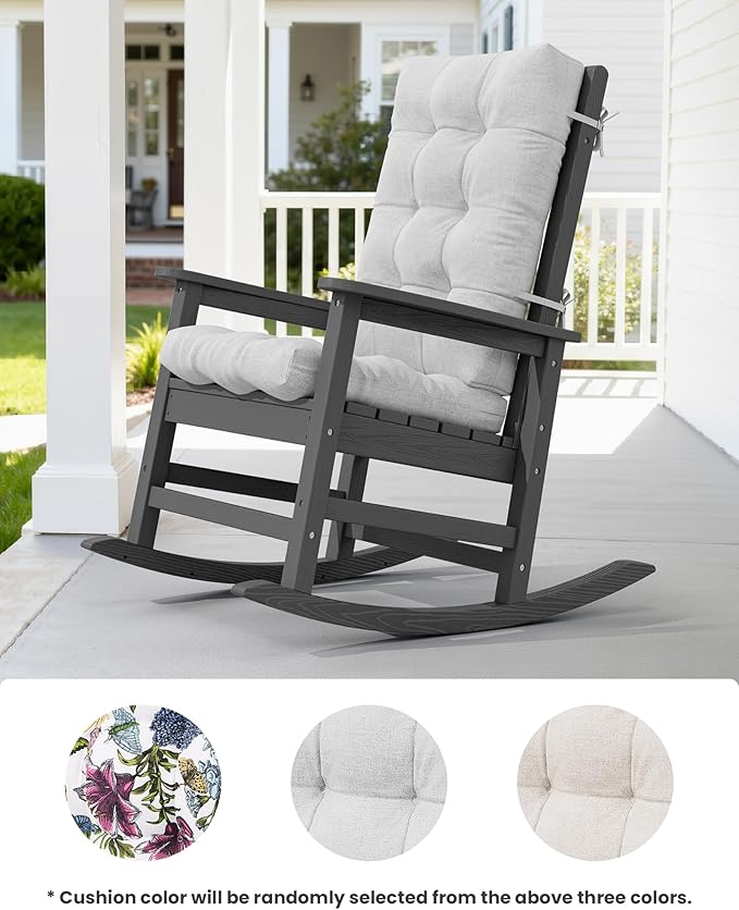 SERWALL Oversized Outdoor Rocking Chair Set of 2, HDPE Rocker - Image 4