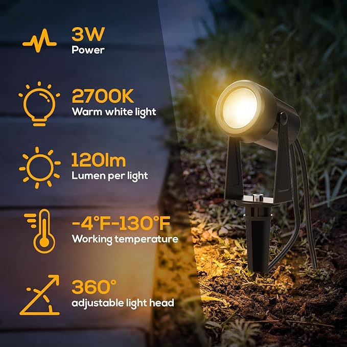 Banord Outdoor Landscape Lighting, 4 Pack Low Voltage Landscape Lighting - Image 4