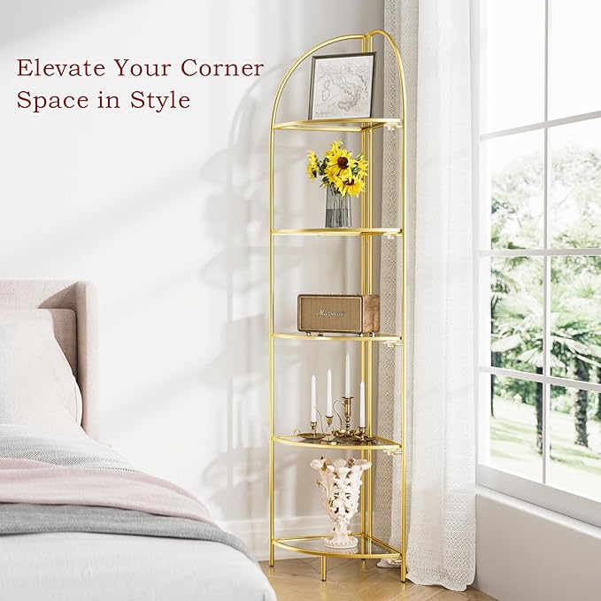 Crofy Foldable 5 Tier Corner Shelf, Metal Corner Plant Stand - Image 4